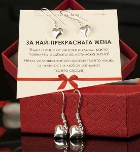 Сребърни обеци с изпъкнали 3D сърца