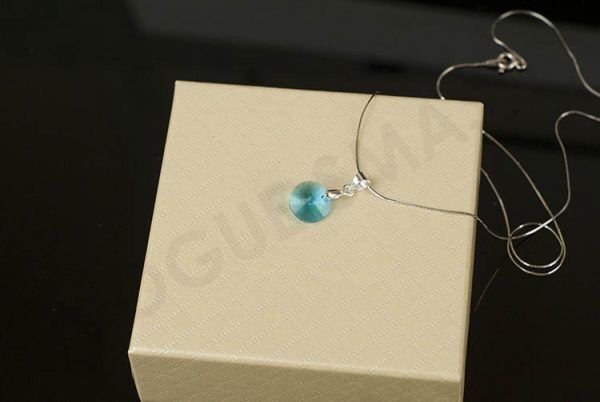 Сребърно колие с мини кръгъл син кристал Swarovski - Image 7
