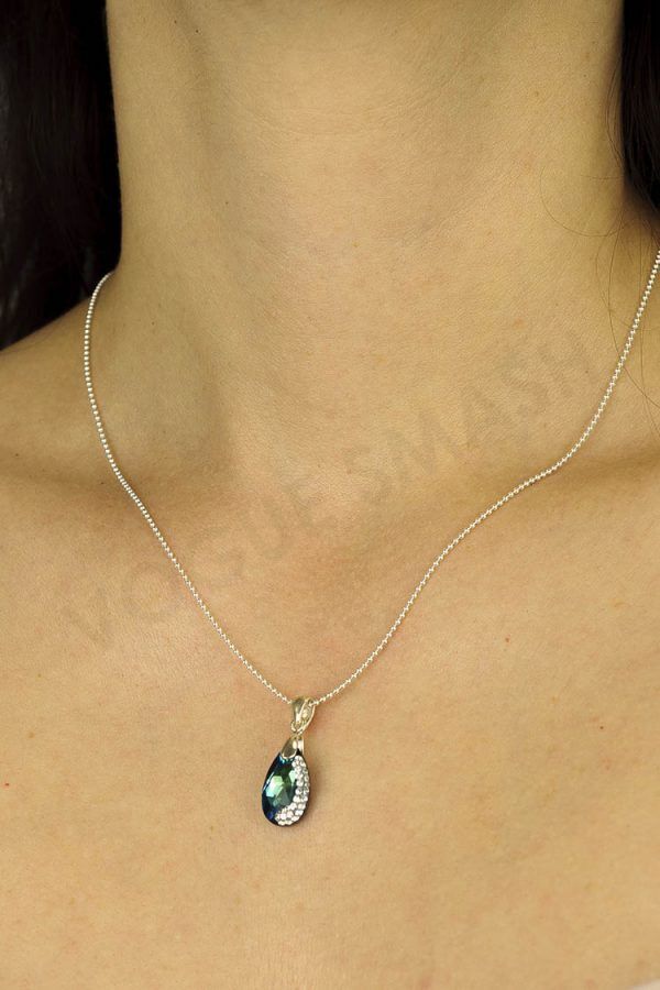 Ръчно инкрустирано колие с капковиден кристал Swarovski - Image 3