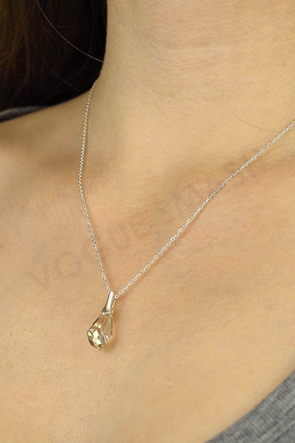 Сребърен комплект с асиметричен кехлибарен кристал Swarovski - Image 4