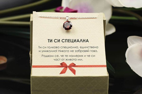 Сребърно колие с овален рубин - Image 3