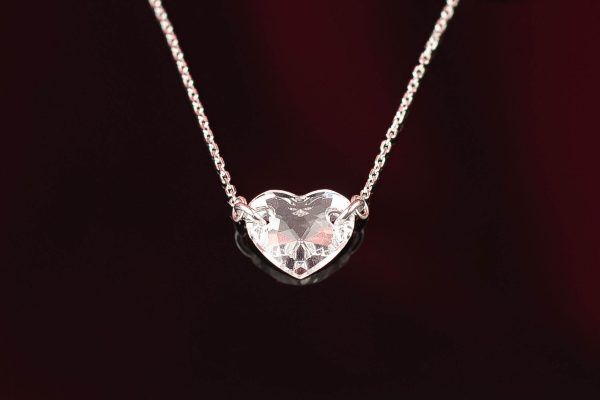 Сребърно колие с бялo сърце Swarovski - Image 2